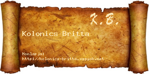 Kolonics Britta névjegykártya